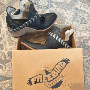 Freebird by Steven Black Leather Ankle Boots